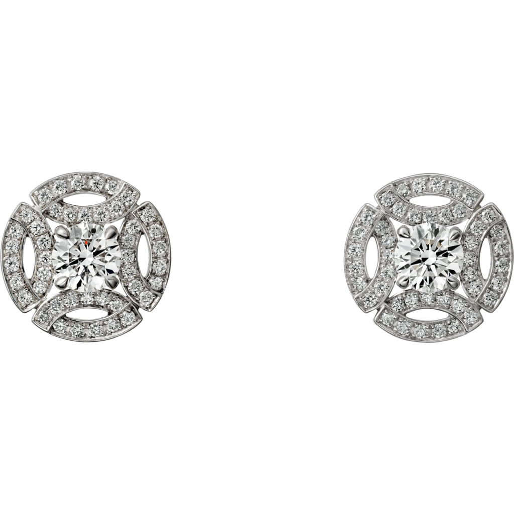 White gold and diamond Galanterie de Cartier stud earrings