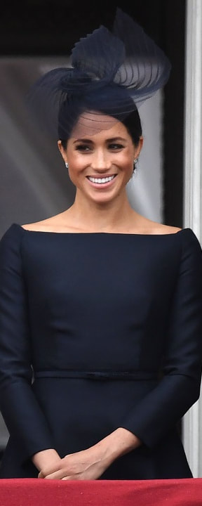 Cartier White Gold and Diamond Galanterie Stud Earrings as seen on Meghan Markle, the Duchess of Sessex at RAF service 2018