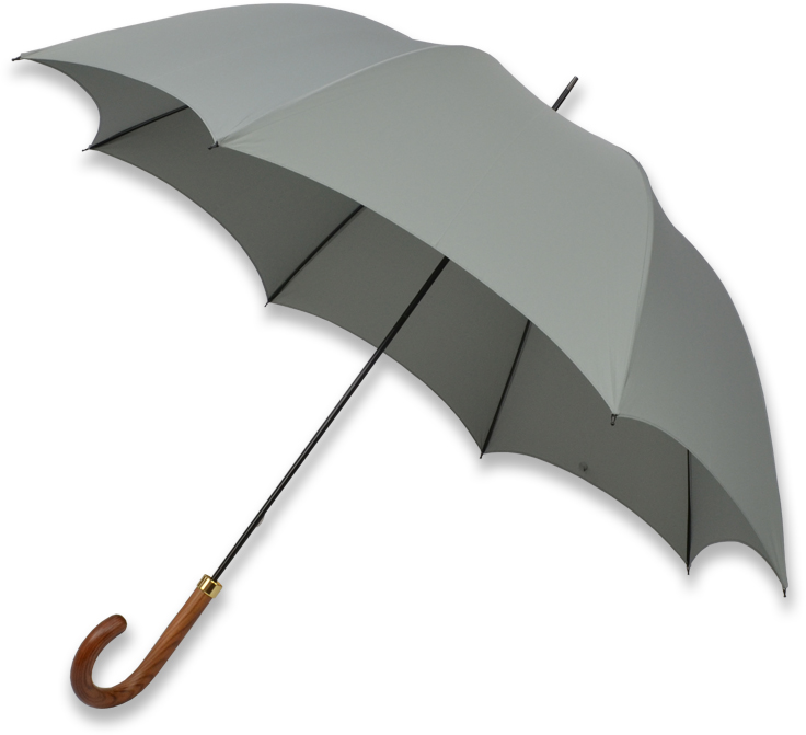 Fox Umbrellas Dark Grained Polished Hardwood Handle, Manual (Light Grey)