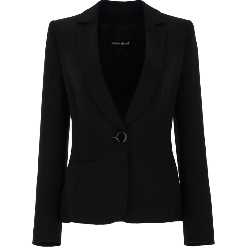 Giorgio Armani Mulberry Silk Single-Breasted Jacket in Black