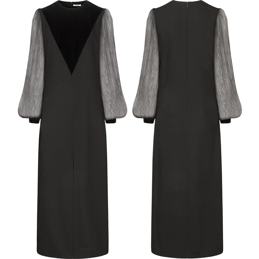 Givenchy Black Velvet-Appliquéd Midi Dress