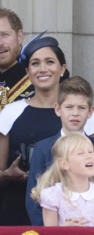 Givenchy Navy Contrast Sleeve Dress​​ as seen on Meghan Markle, the Duchess of Sussex