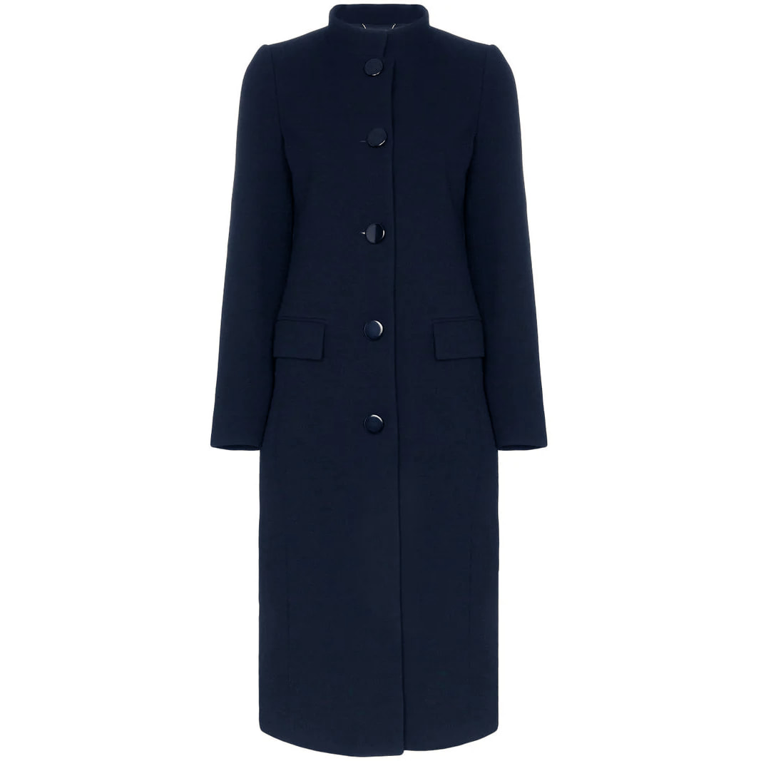 Givenchy Navy Funnel Neck Coat