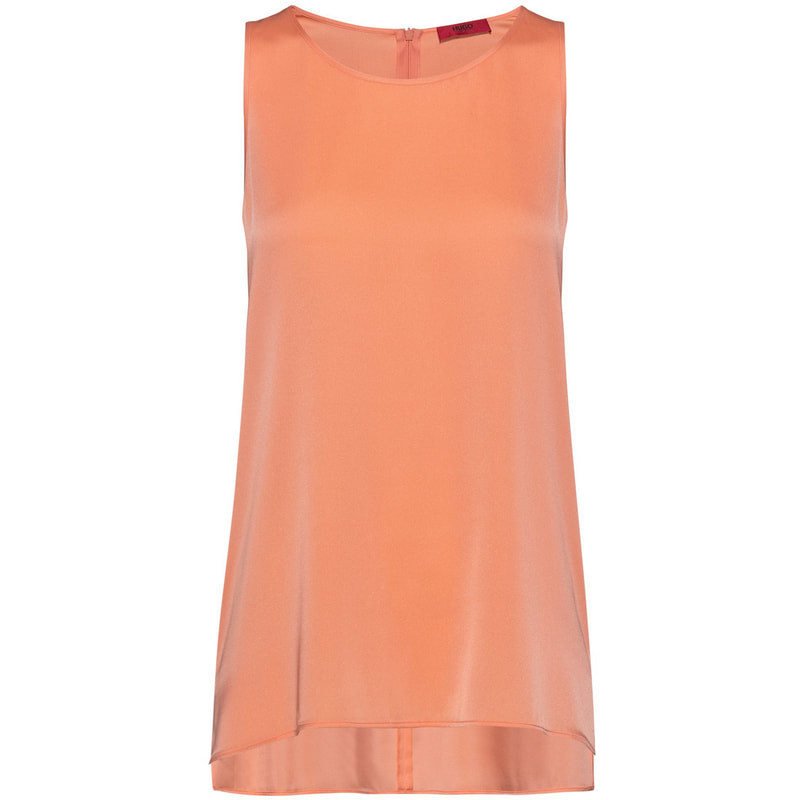 Hugo Boss 'Cisona' Light Orange Sleeveless Silk Top