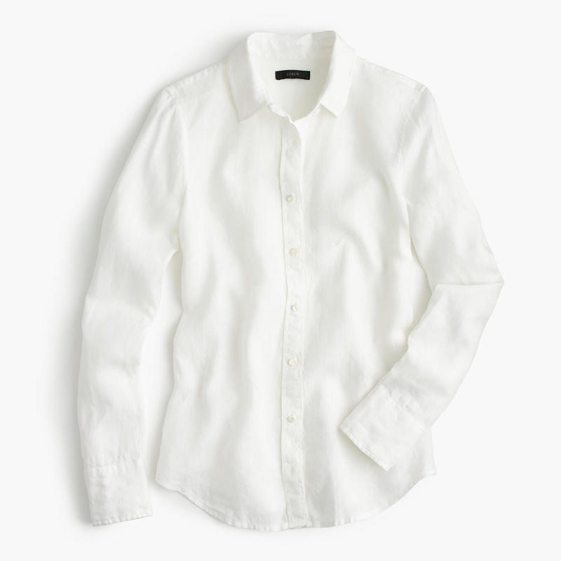 J.Crew White Perfect Shirt in Piece-Dyed Irish Linen