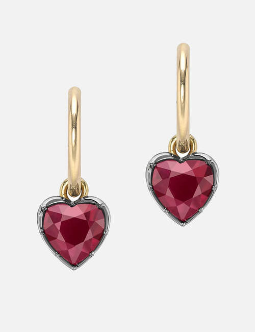 Jessica Mccormack Signature GYPSET Ruby Heart Hoop Earrings