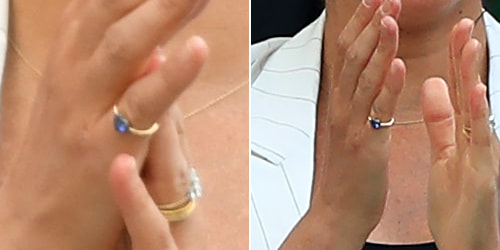 Meghan Markle wears Jessica McCormack Signature 'Sapphire Heart' Button Back Ring