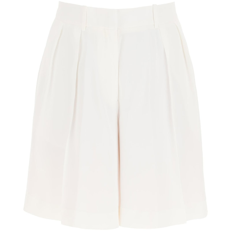 Khaite ‘Isabelle’ High Rise Pleated Shorts in White