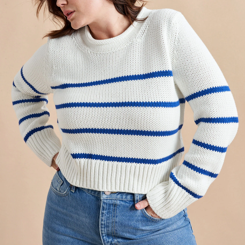 La Ligne Mini Marina Sweater in Cream/Colbalt Stripe