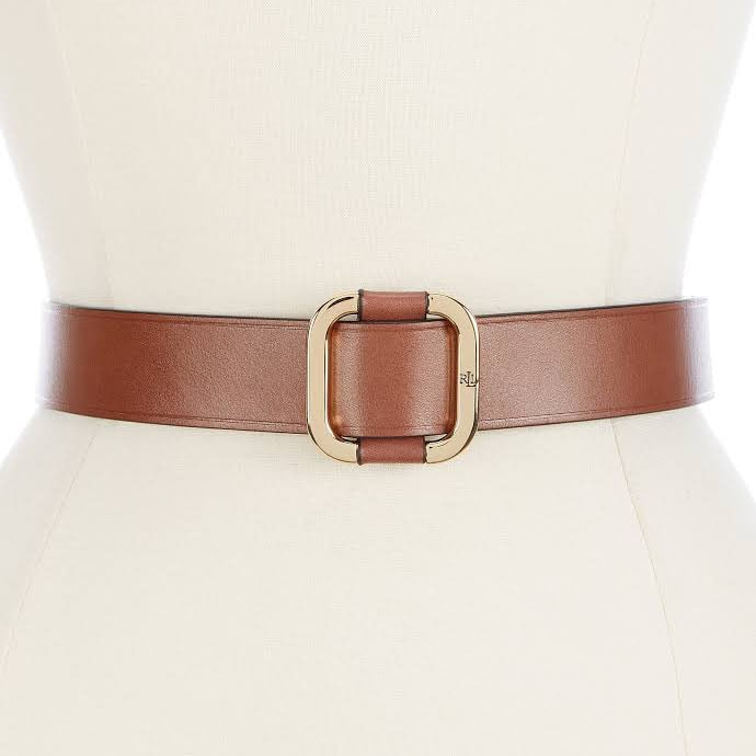 LAUREN Ralph Lauren Slide Buckle Leather Belt in Tan