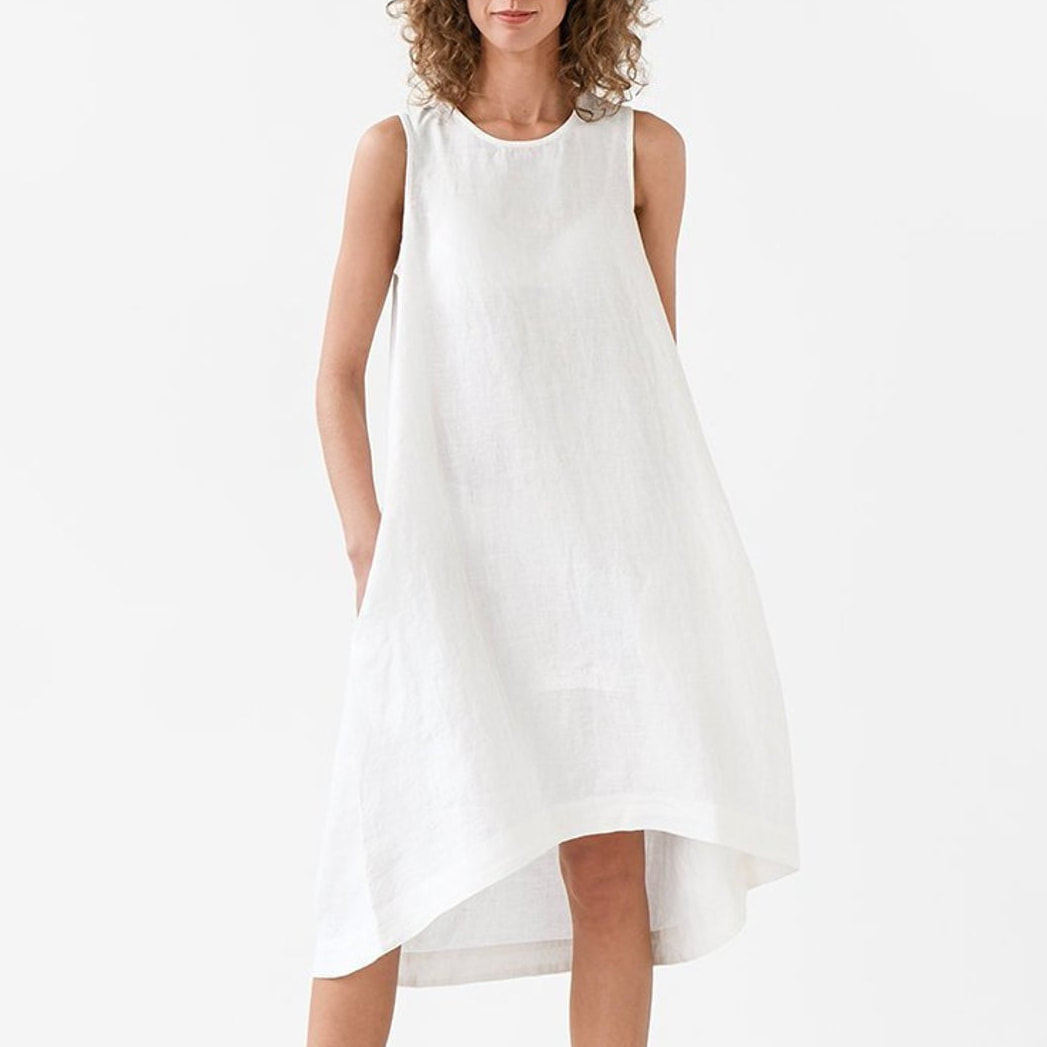 Magic Linen 'Toscana' White Linen Dress