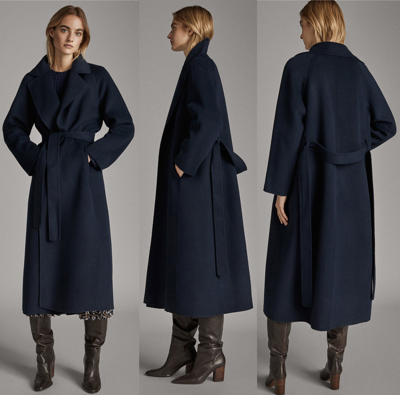 Massimo Dutti Handmade navy blue wool coat