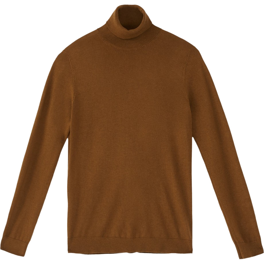 Massimo Dutti Toffee Brown Plain Silk Wool Sweater