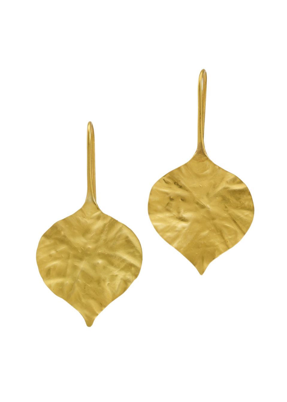 Pippa Small 22kt Gold Peepal Leaf earrings