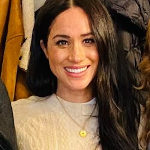 Duchess Meghan Markle wears Suetables 'Vanessa' Taurus Gold Charm Necklace and Suetables 'Shirley' Virgo Pendant Necklace at Downtown Eastside Women's Centre