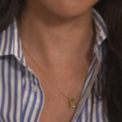 Meghan Markle wears Jennifer Fisher Small Family Gothic Lock pendant necklace