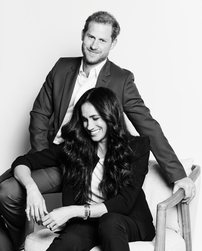 The Duke and Duchess of Sussex released a set of black and white portraits as a promotion for their upcoming participation in a specially curated edition of TIME100 Talks.