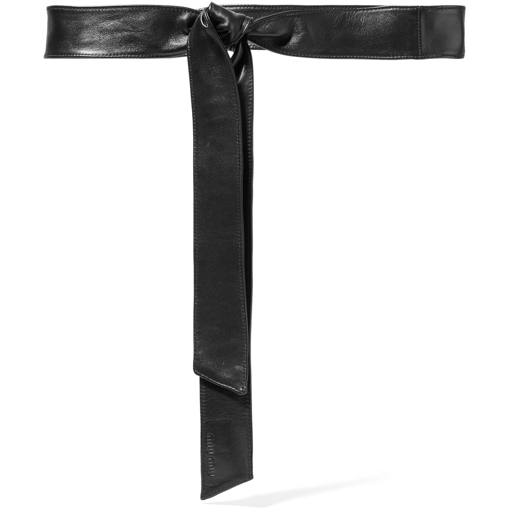 MIU MIU Black Leather Knot-Tied Waist Belt
