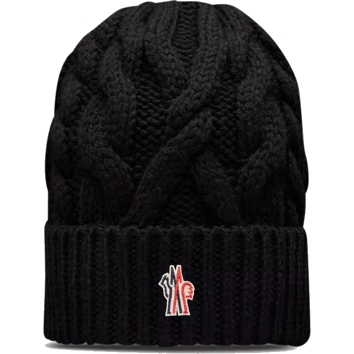 Moncler cable knit wool beanie in black