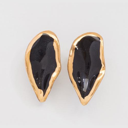 Nina Bosch Black Flora Leaf Earrings