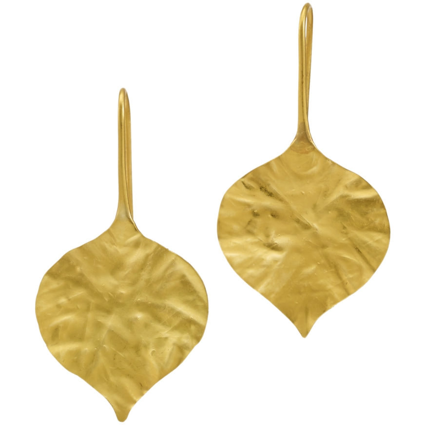Pippa Small 22kt Gold Peepal Leaf Earrings