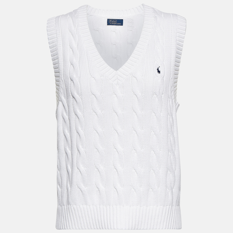 Polo Ralph Lauren Cable-Knit Cotton Sweater Vest in White