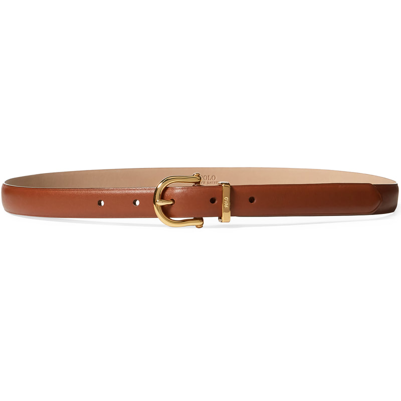 Polo Ralph Lauren Saddle Tan Nappa Leather Skinny Belt