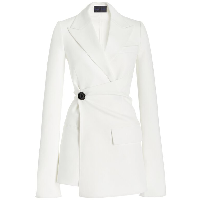 Proenza Schouler Bi-Stretch Crepe Cinched Jacket in Off-White.