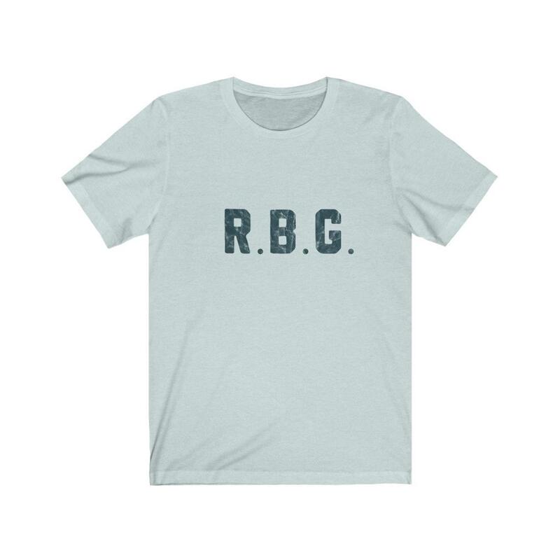 R.B.G. - Ruth Bader Ginsburg- t-shirt with retro distressed design and Turquoise Font