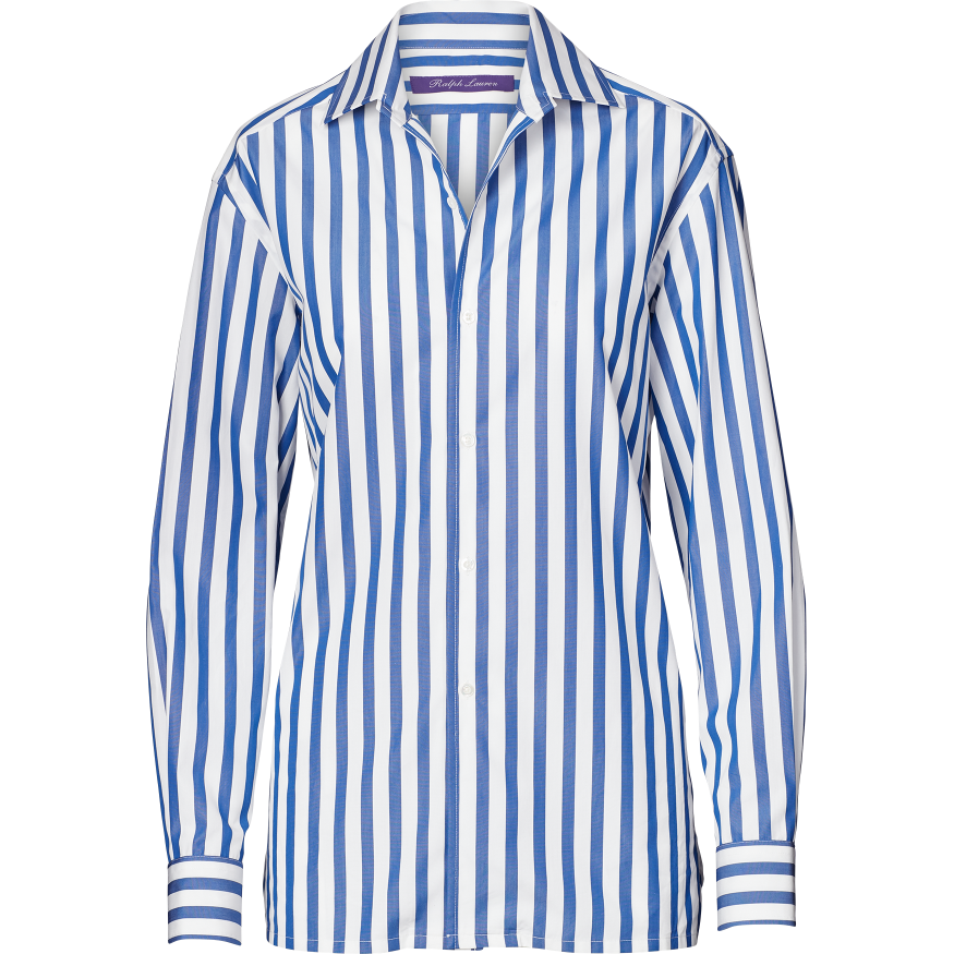 Ralph Lauren Collection Capri Striped Cotton Shirt In White/Classic Blue