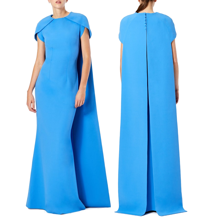 Safiyaa Blue Ginkgo Cape Gown