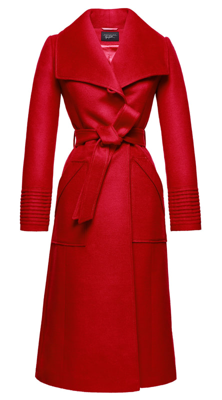 Sentaler Red Long Wide Collar Wrap Coat