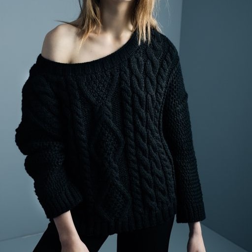 Smythe Black Handknit Shoulder Sweater