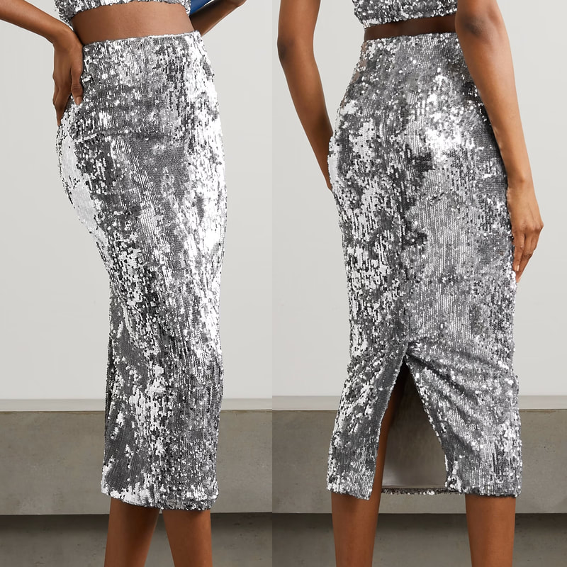SPRWN Silver Sequin Tube Skirt