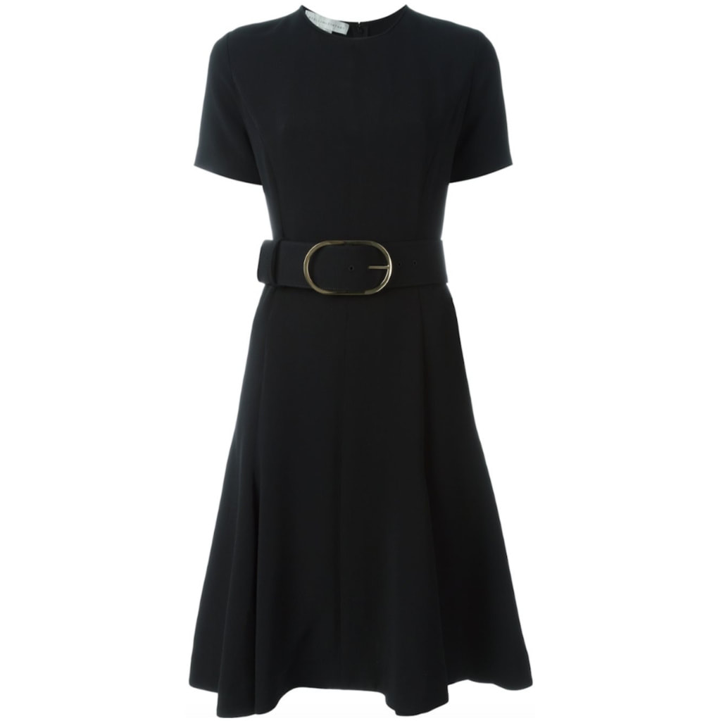 Stella McCartney Black Short-Sleeve Belted Dress