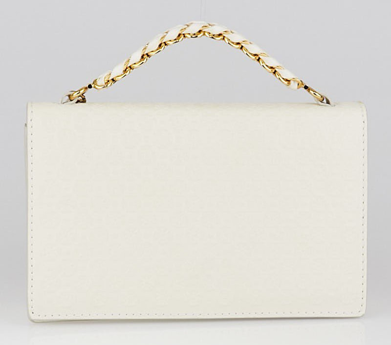 Stella McCartney White Faux Embossed Leather 'Grace' Clutch Bag