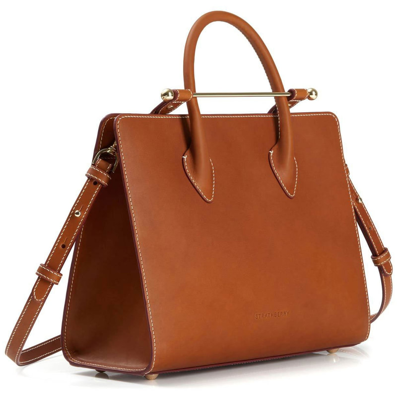 Strathberry Midi Tote in Tan Bridle Leather