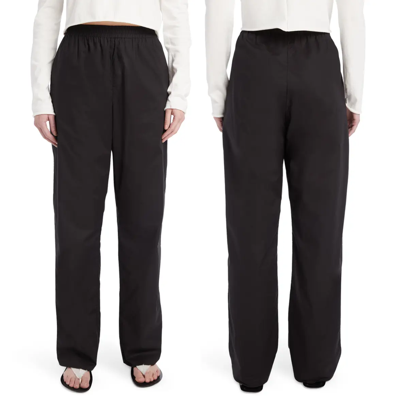 The Row Mercedes Straight Leg Cotton Pants in Black