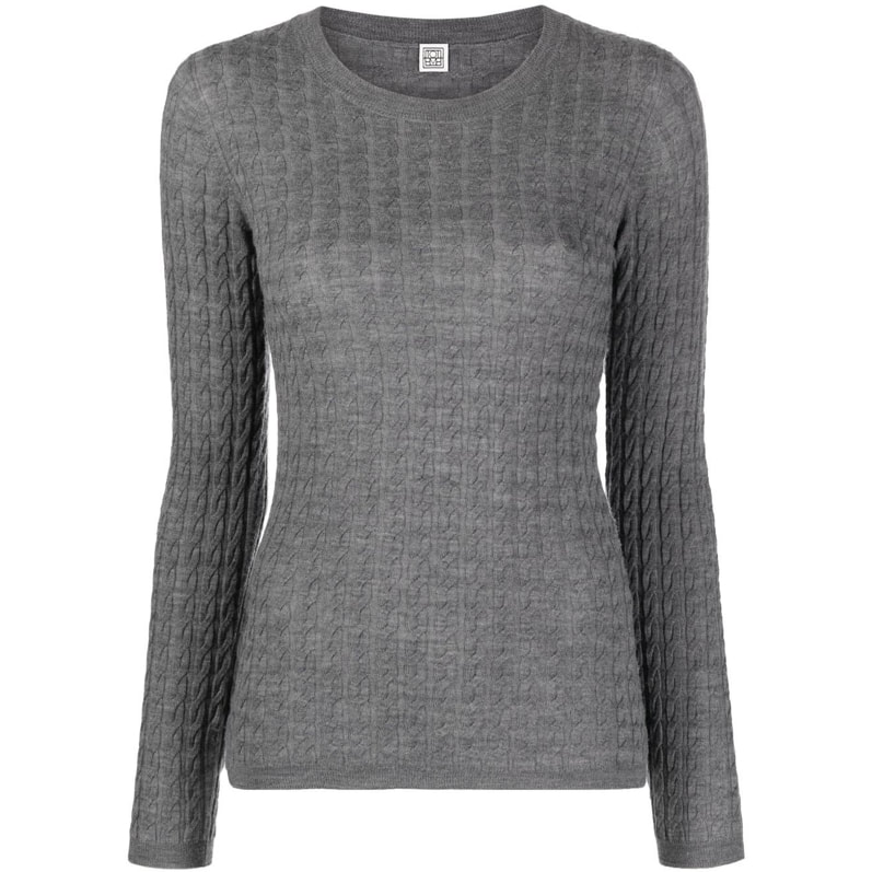Toteme Mini Cable Knit Sweater in Grey