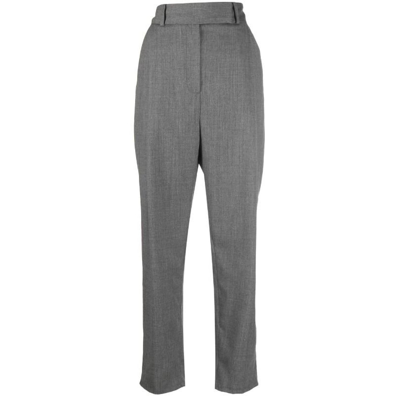 Toteme pleated high-waist wool trousers in grey