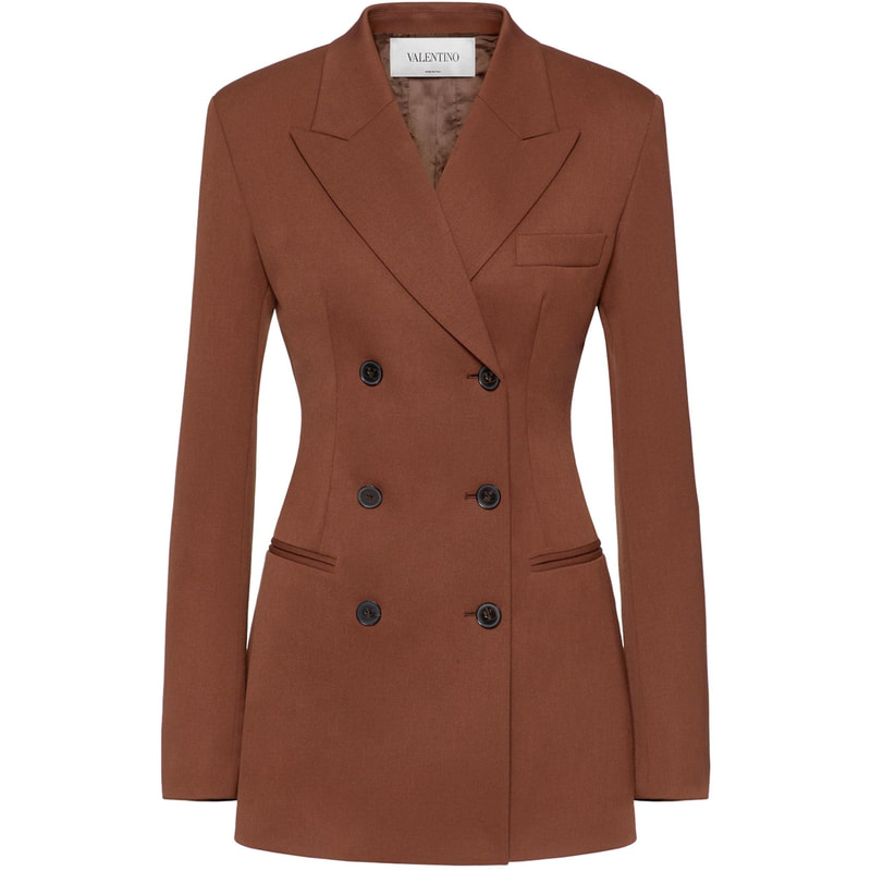 Valentino-garavani wool blend blazer in Chestnut Brown