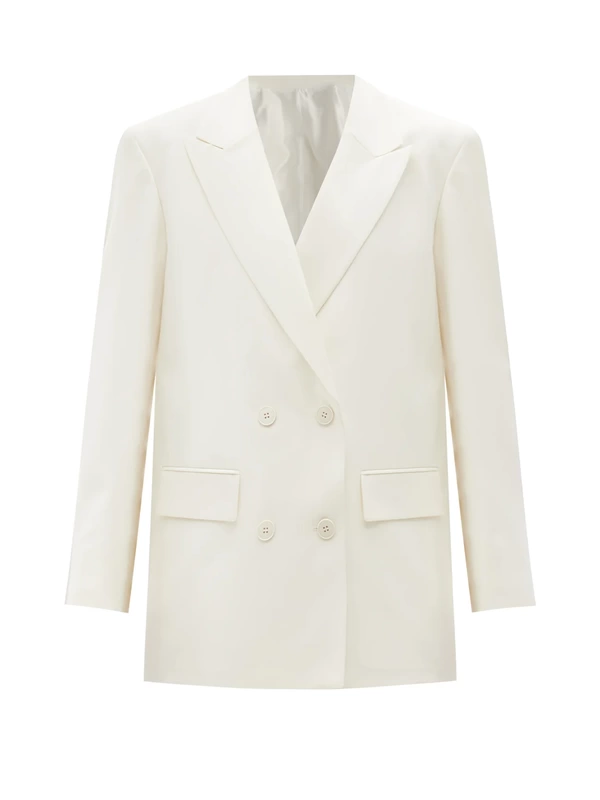 Valentino oversized double-breasted twill blazer in white