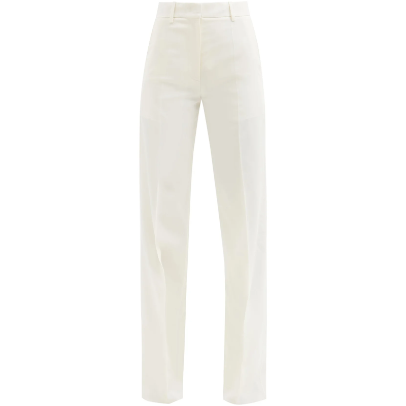 Valentino Pintucked Wool Tailored Trousers in  White