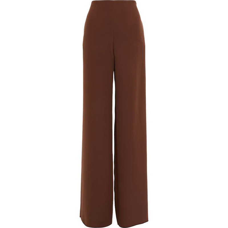 Valentino Wide-Leg Silk Pants In Chestnut Brown