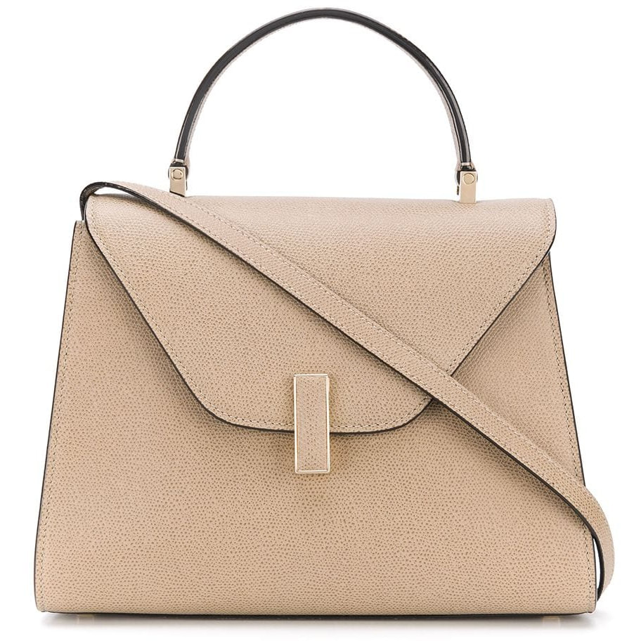 Valextra Iside Medium Grained Leather Bag in Oyster
