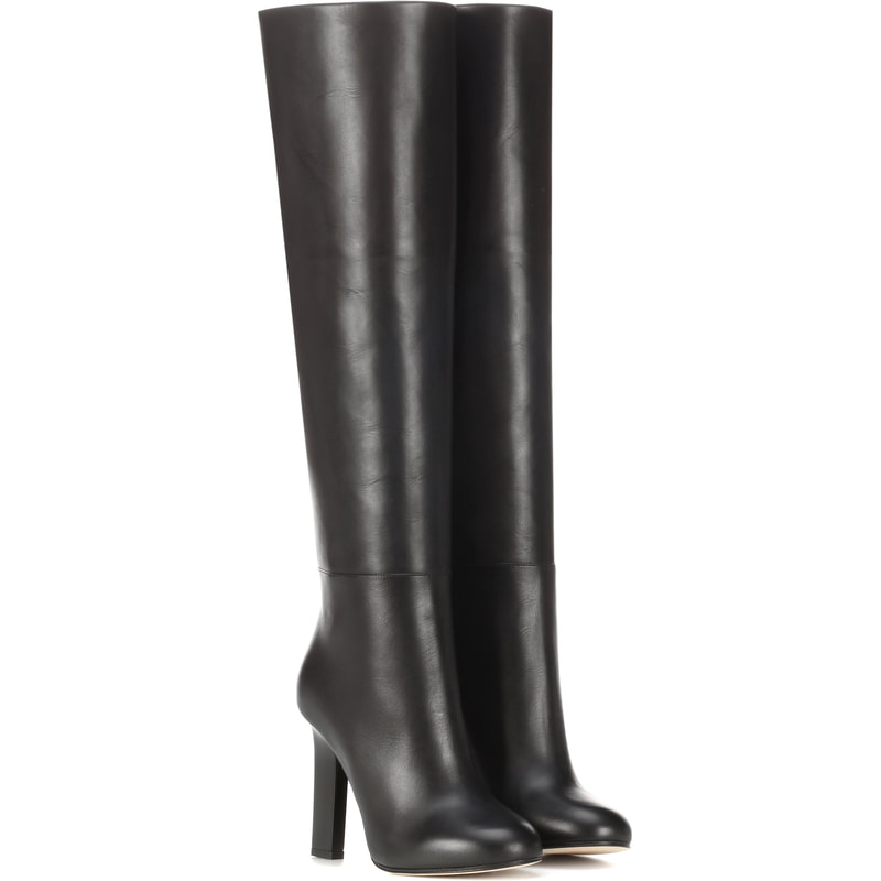 Victoria Beckham Black Leather Knee-High Heel Boots