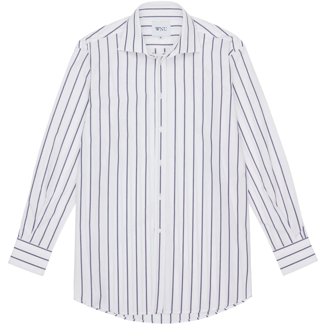 WNU Poplin White & Midnight Blue Stripe Shirt