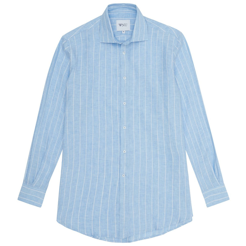 WNU Sky Blue & White Stripe Linen Shirt